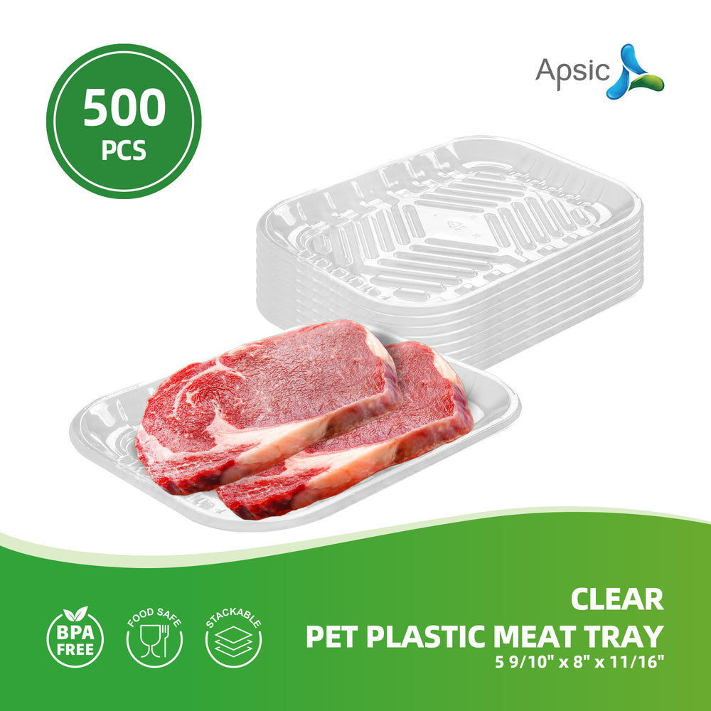 APSIC Clear PET Plastic Meat Tray 5 9/10