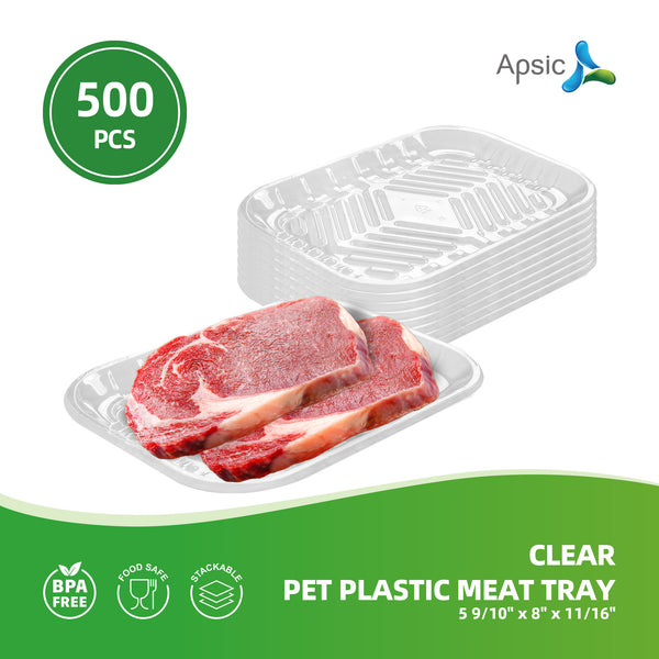 APSIC Clear PET Plastic Meat Tray 5 9/10
