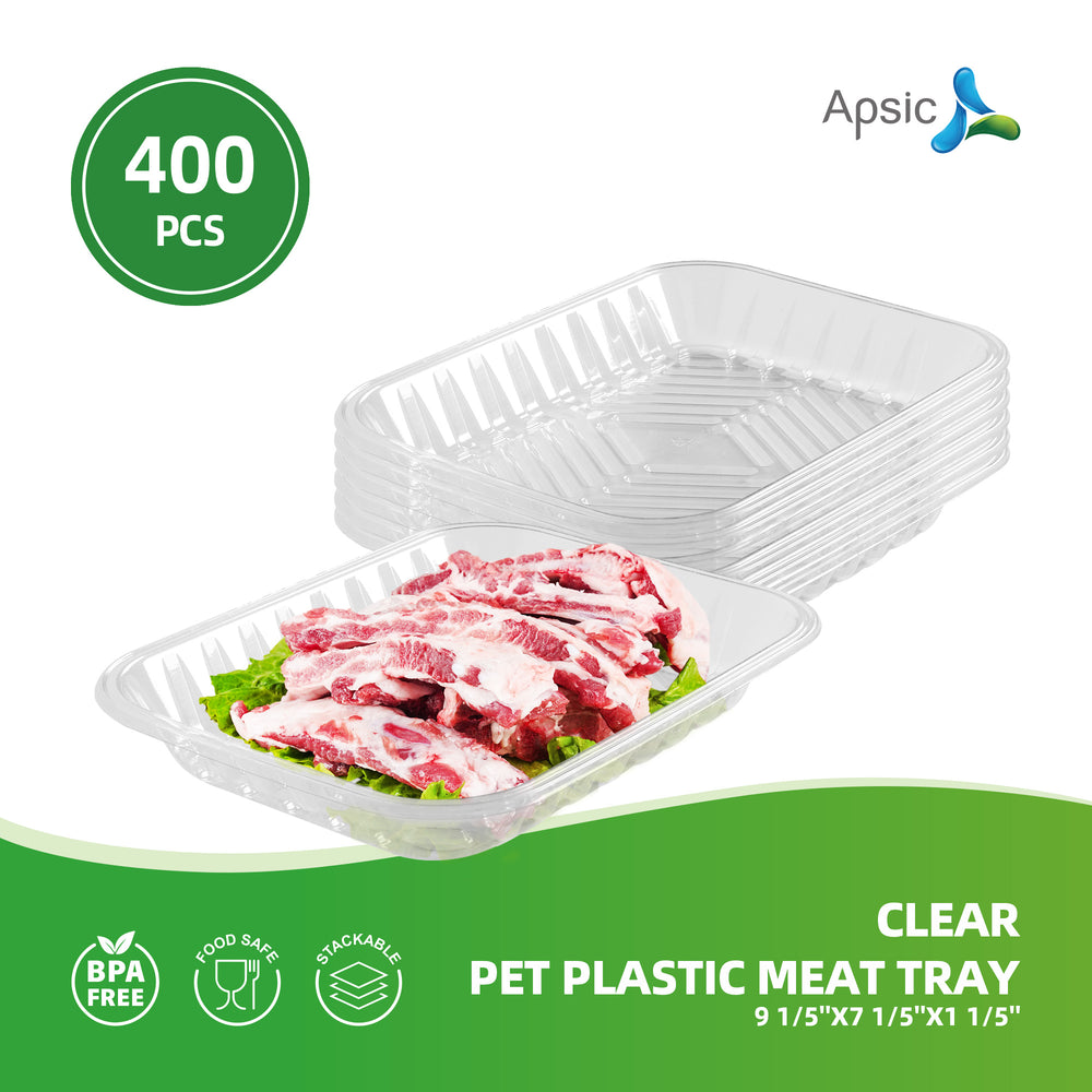 APSIC Clear PET Plastic Meat Tray 9 1/5