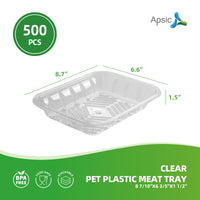 APSIC Clear PET Plastic Meat Tray 8 7/10