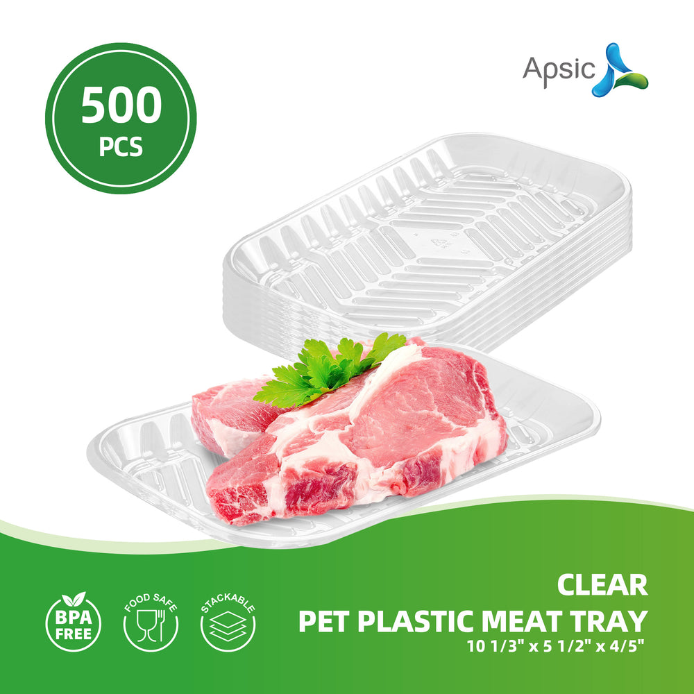 APSIC Clear PET Plastic Meat Tray 10 1/3
