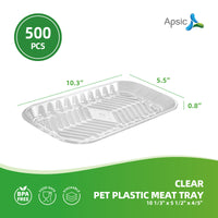 APSIC Clear PET Plastic Meat Tray 10 1/3