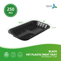 APSIC Black PET Plastic Meat Tray 10 9/10