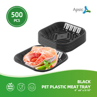 APSIC Black PET Plastic Meat Tray 6