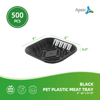 APSIC Black PET Plastic Meat Tray 6