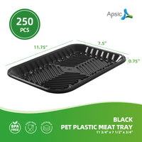 APSIC Black PET Plastic Meat Tray 11 3/4