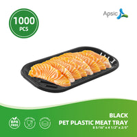 APSIC Black PET Plastic Meat Tray 8 5/16