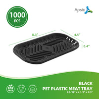 APSIC Black PET Plastic Meat Tray 8 5/16