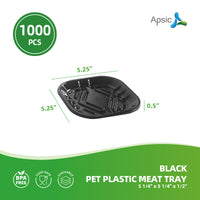 APSIC Black PET Plastic Meat Tray 5 1/4