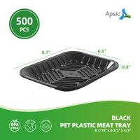 APSIC Black PET Plastic Meat Tray 8 7/10