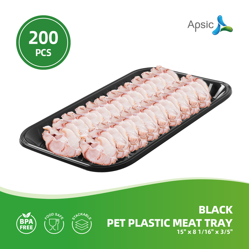 APSIC Black PET Plastic Meat Tray 15
