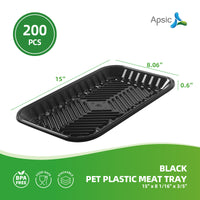 APSIC Black PET Plastic Meat Tray 15