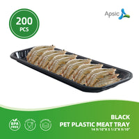 APSIC Black PET Plastic Meat Tray 14 9/10