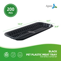 APSIC Black PET Plastic Meat Tray 14 9/10