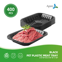 APSIC Black PET Plastic Meat Tray 5 9/10