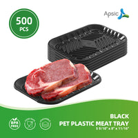 APSIC Black PET Plastic Meat Tray 5 9/10