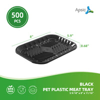 APSIC Black PET Plastic Meat Tray 5 9/10