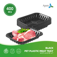 APSIC Black PET Plastic Meat Tray 8 3/5