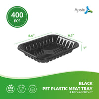 APSIC Black PET Plastic Meat Tray 8 3/5