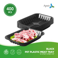 APSIC Black PET Plastic Meat Tray 9 1/5
