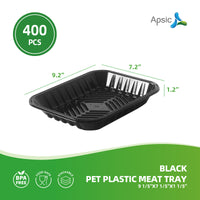 APSIC Black PET Plastic Meat Tray 9 1/5