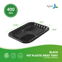 APSIC Black PET Plastic Meat Tray 9 1/4