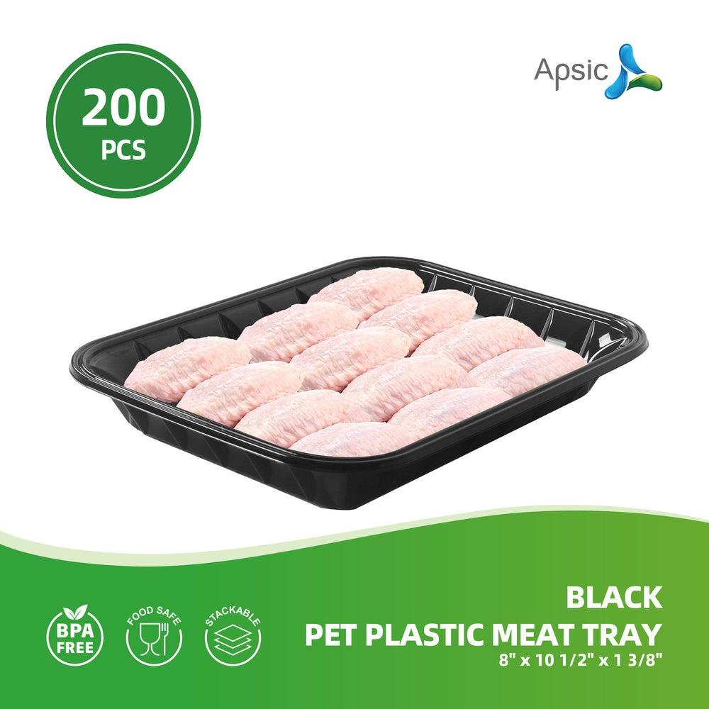 APSIC Black PET Plastic Meat Tray 8