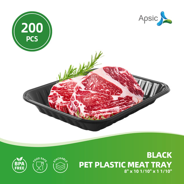 APSIC Black PET Plastic Meat Tray 8