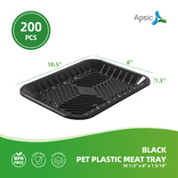 APSIC Black PET Plastic Meat Tray 10 1/2
