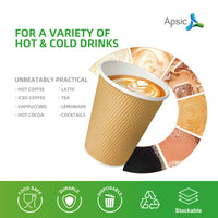 APSIC 16 oz Double Wall Ripple Kraft Paper Hot Cup - Eco-Friendly Look - 500 Count