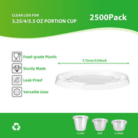 APSIC Clear Lid for 3.25 / 4 / 5.5 oz Portion Cup - Tight Seal & Easy Use - 2500 PCS