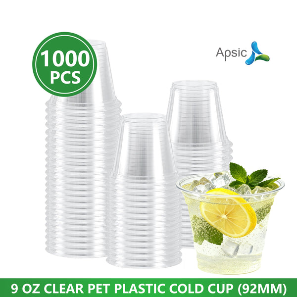 APSIC 9 oz PET Cold Cup, Clear 92mm — 1000/Case