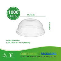 APSIC PET Dome Lid for 9-12oz 92mm Cold Cup, 1000/Case