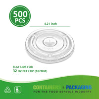 APSIC PET Flat Lid for 32oz 107mm Cold Cup, 500/Case