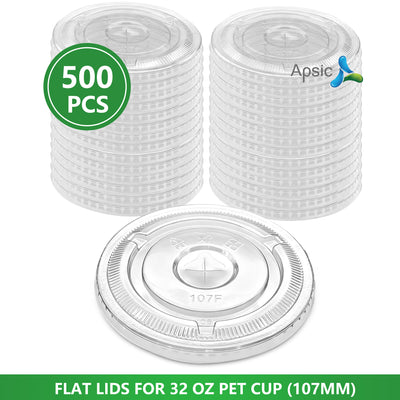 APSIC PET Flat Lid for 32oz 107mm Cold Cup, 500/Case