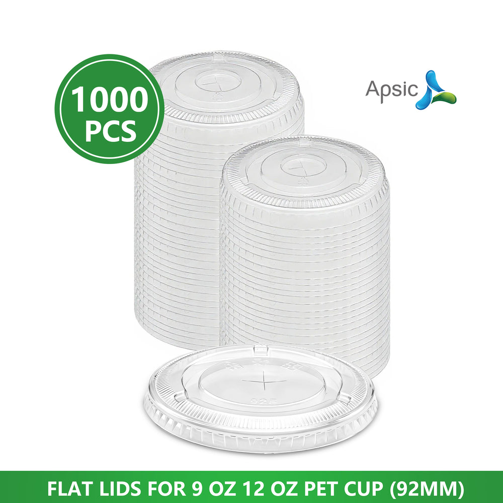 APSIC PET Flat Lid for 9-12oz 92mm Cold Cup, 1000/Case