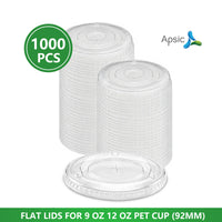 APSIC PET Flat Lid for 9-12oz 92mm Cold Cup, 1000/Case