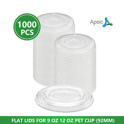 APSIC PET Flat Lid for 9-12oz 92mm Cold Cup, 1000/Case