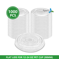 APSIC PET Flat Lid for 12-24oz 98mm Cold Cup, 1000/Case