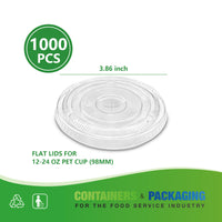 APSIC PET Flat Lid for 12-24oz 98mm Cold Cup, 1000/Case