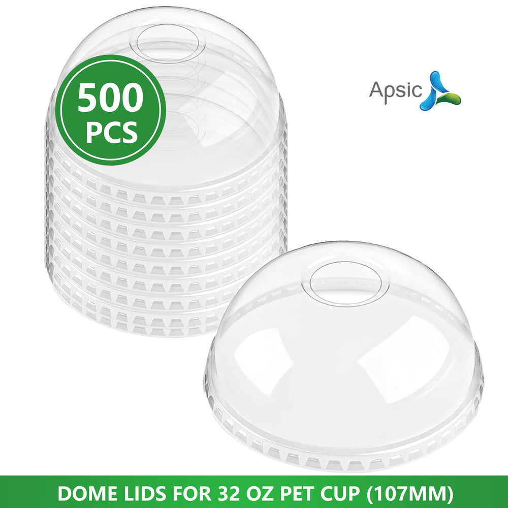APSIC PET Dome Lid for 32oz 107mm Cold Cup, 500/Case