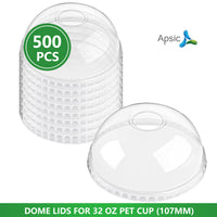 APSIC PET Dome Lid for 32oz 107mm Cold Cup, 500/Case