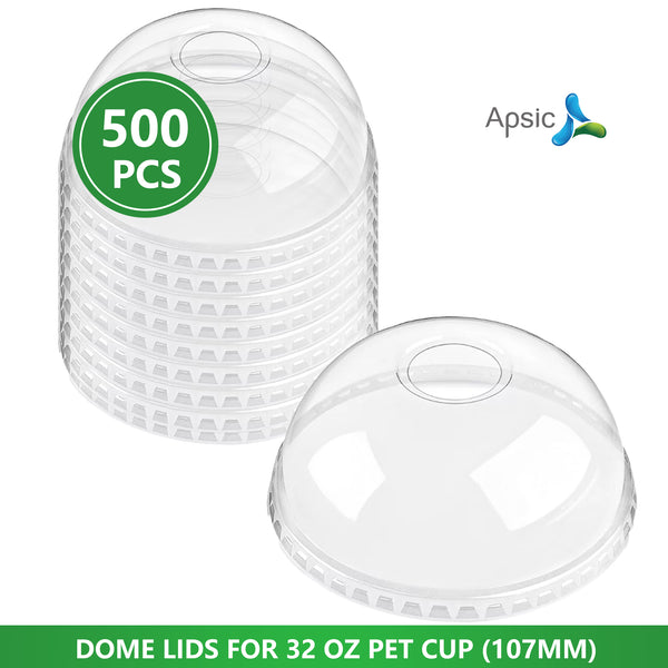 APSIC PET Dome Lid for 32oz 107mm Cold Cup, 500/Case