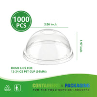 APSIC PET Dome Lid for 12-24oz 98mm Cold Cup, 1000/Case