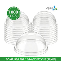 APSIC PET Dome Lid for 12-24oz 98mm Cold Cup, 1000/Case