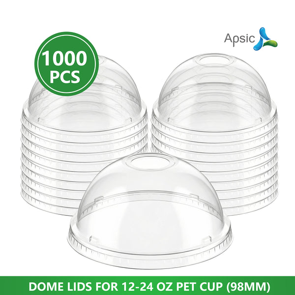 APSIC PET Dome Lid for 12-24oz 98mm Cold Cup, 1000/Case