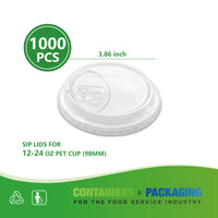 APSIC PET Sip Lid for 12-24oz 98mm Cold Cup, 1000/Case