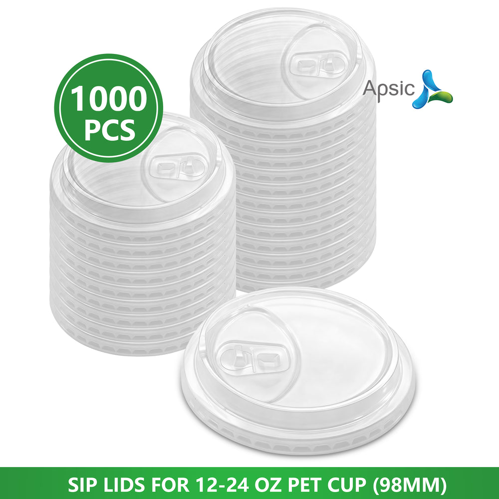 APSIC PET Sip Lid for 12-24oz 98mm Cold Cup, 1000/Case