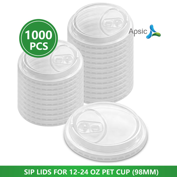 APSIC PET Sip Lid for 12-24oz 98mm Cold Cup, 1000/Case
