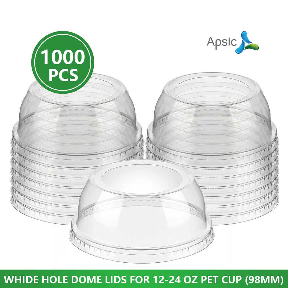 APSIC PET Wide Dome Lid for 98mm Boba Cup, 1000/Case